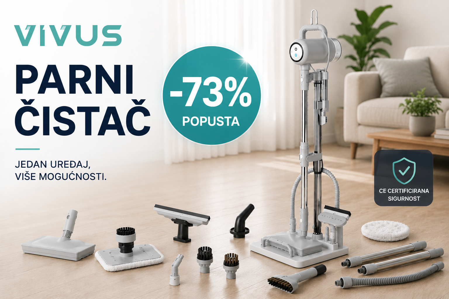 Vivus Parni Čistač 10 u 1 — premium kućanski aparat